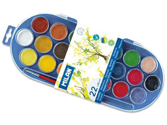 MILAN SET OF 12 WATERCOLOUR TABLETS Dia 45 MM 054412