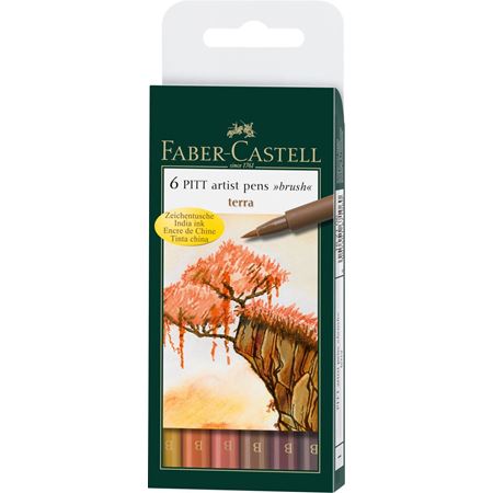 Faber Castell 6 PITT Artist Pens Terra || اقلام فيبر كاستل بت 6 الوان تيرا