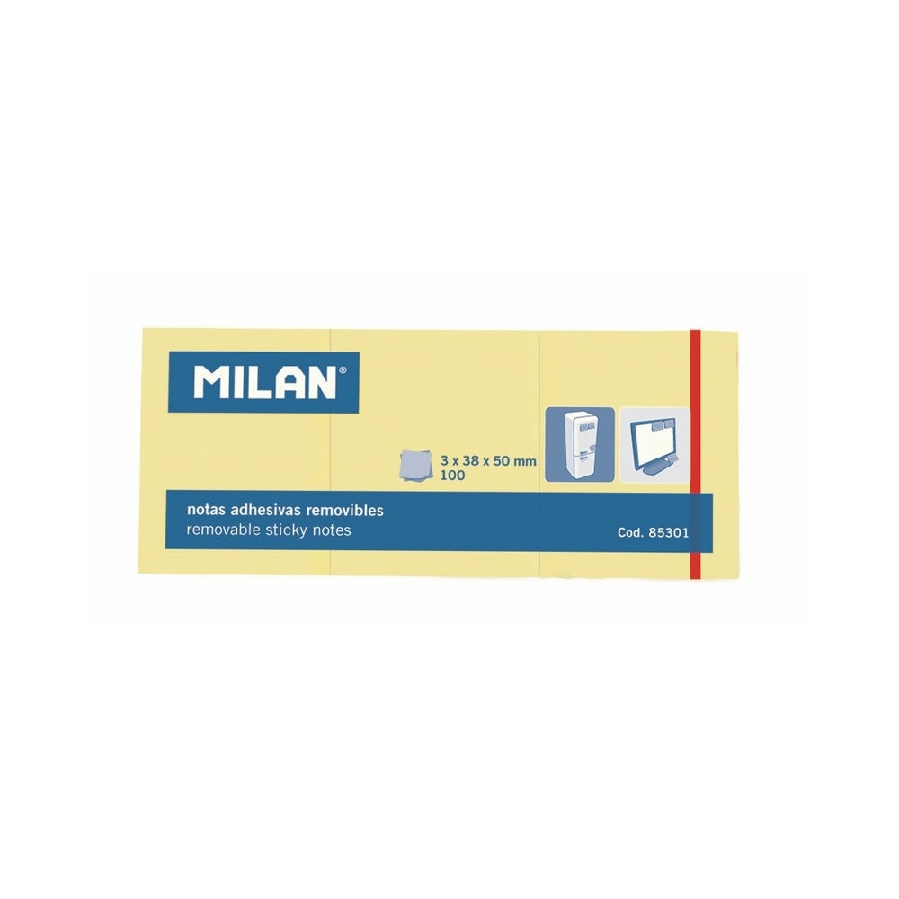 MILAN REMOVABLE ADHESIVE NOTES YELLOW 1.5" X 2" 85301