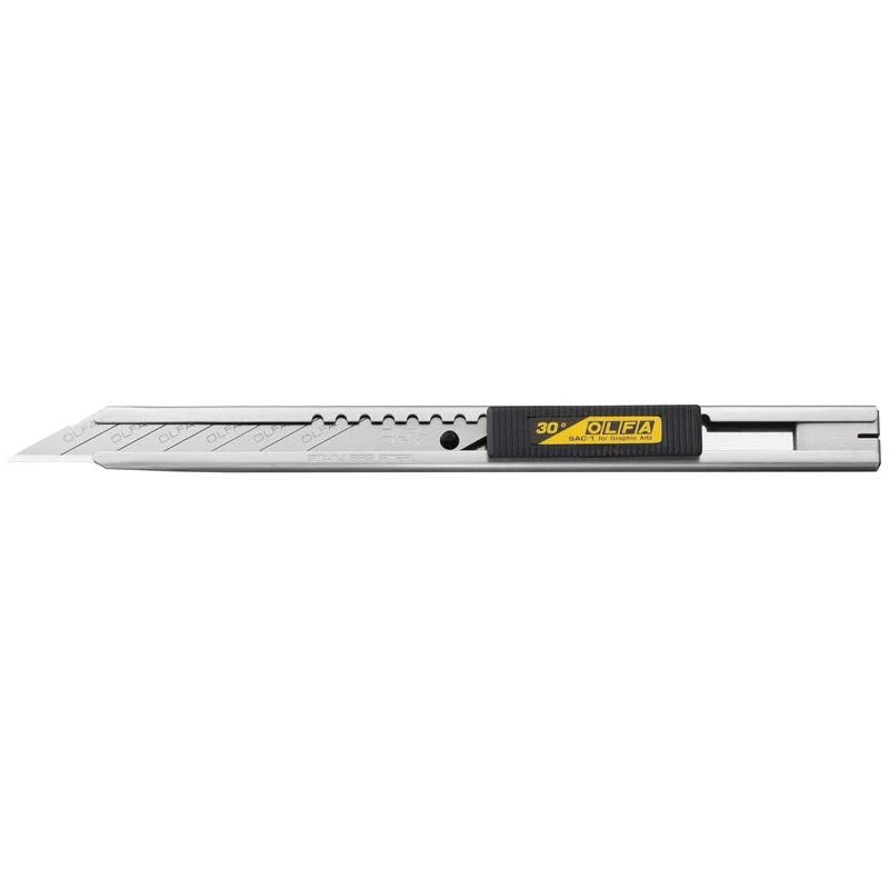 Olfa 9mm SAC-1 Stainless-Steel Graphics Knife with 30-Degree Precision Blade