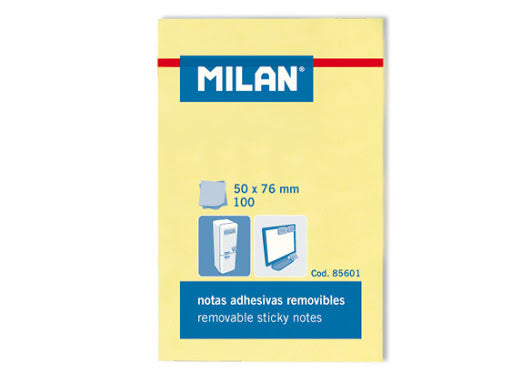 MILAN REMOVABLE ADHESIVE NOTES YELLOW 2" X 3" 85601