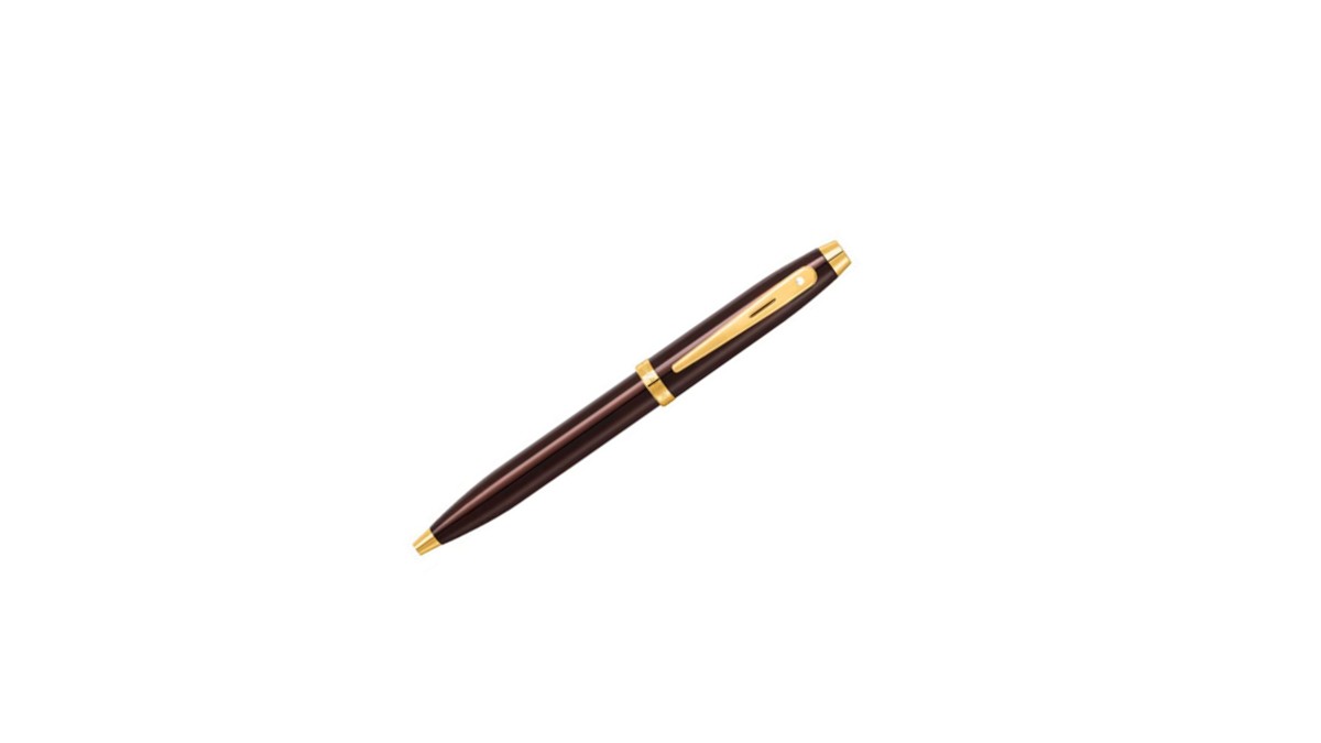 Sheaffer 100 93700 Coffee Brown Rollerball Pen With PVD Gold-Tone Trim