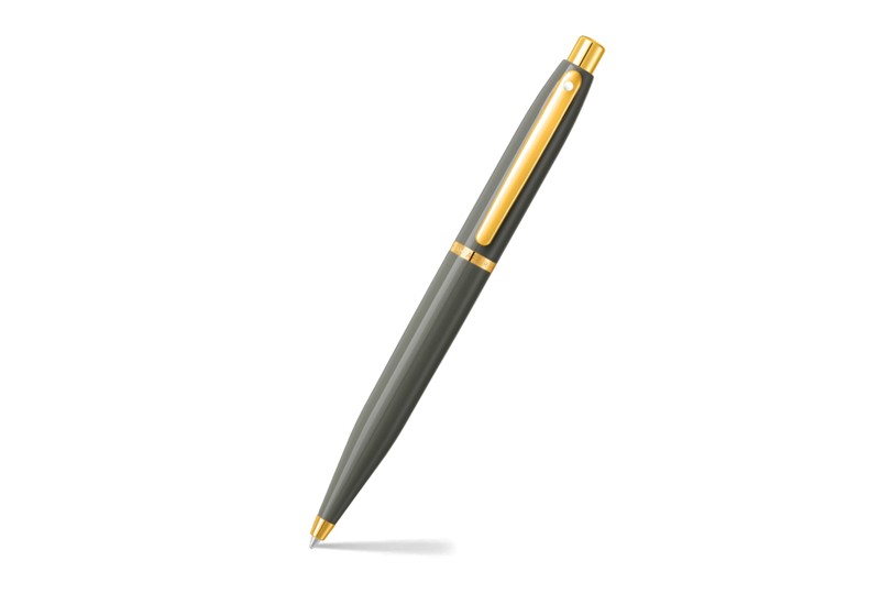 Sheaffer VFM 94272 Glossy Light Gray Ballpoint Pen With PVD Gold-Tone Trim