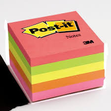 POST-IT NEON COLOURS 3" X 3" 654-5PK