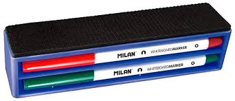 MILAN MAGNETIC WHITE BOARD ERASER + 4 MARKERS