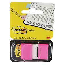 POST-IT FLAGS BRIGHT PINK 1" X 1.7" 680-21