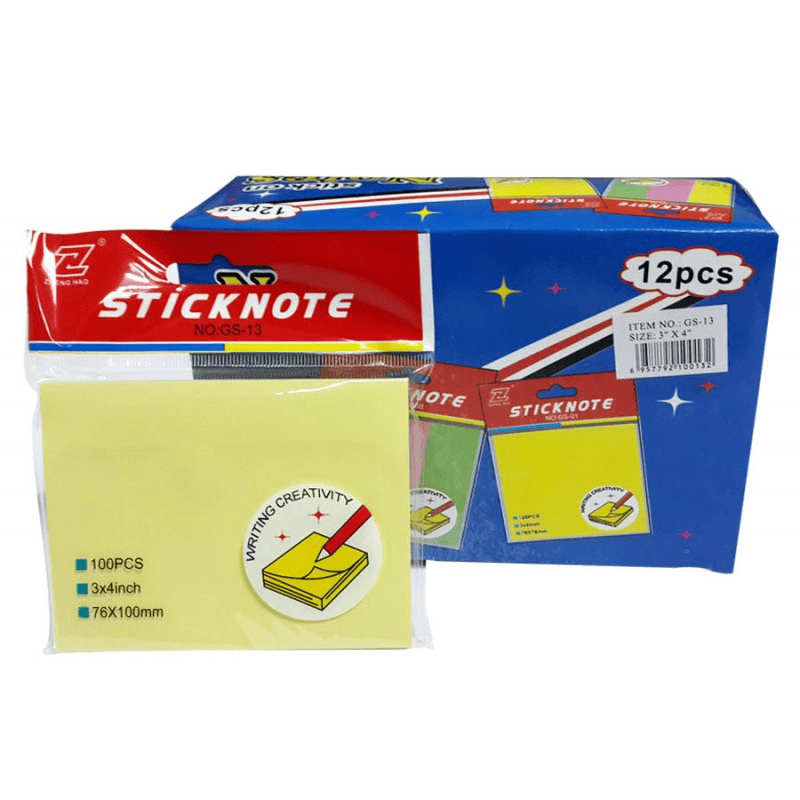 STICK NOTES YELLOW 3" X 3" GS-01