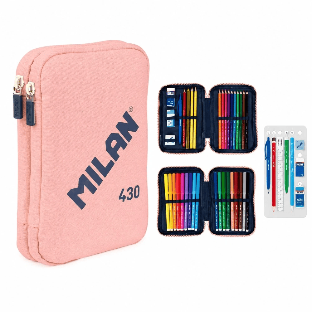 MILAN Filled Double Decker Pencil Case – Navy Blue or Pink