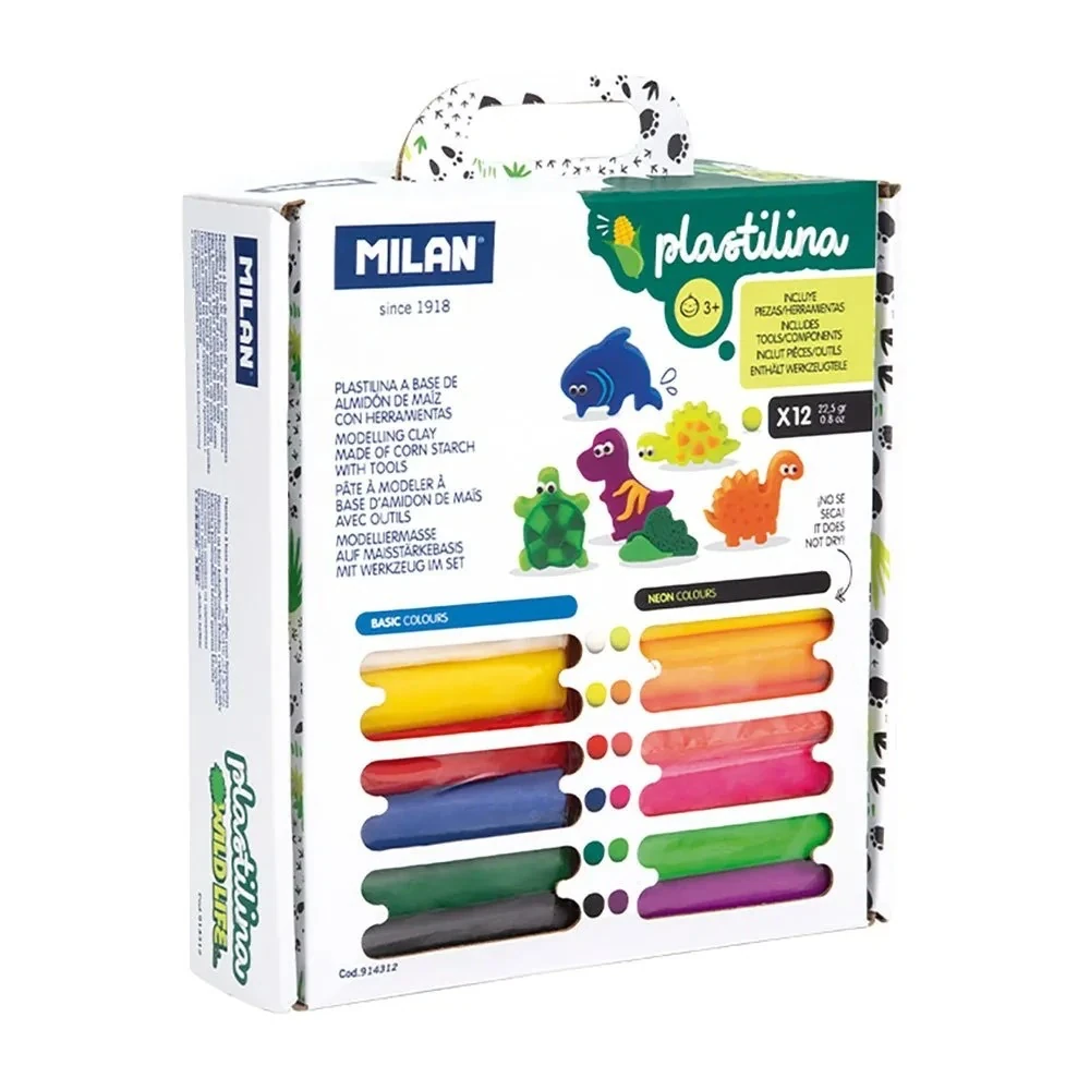 MILAN Wildlife Modelling Clay Kit – 12 Colours with Tools