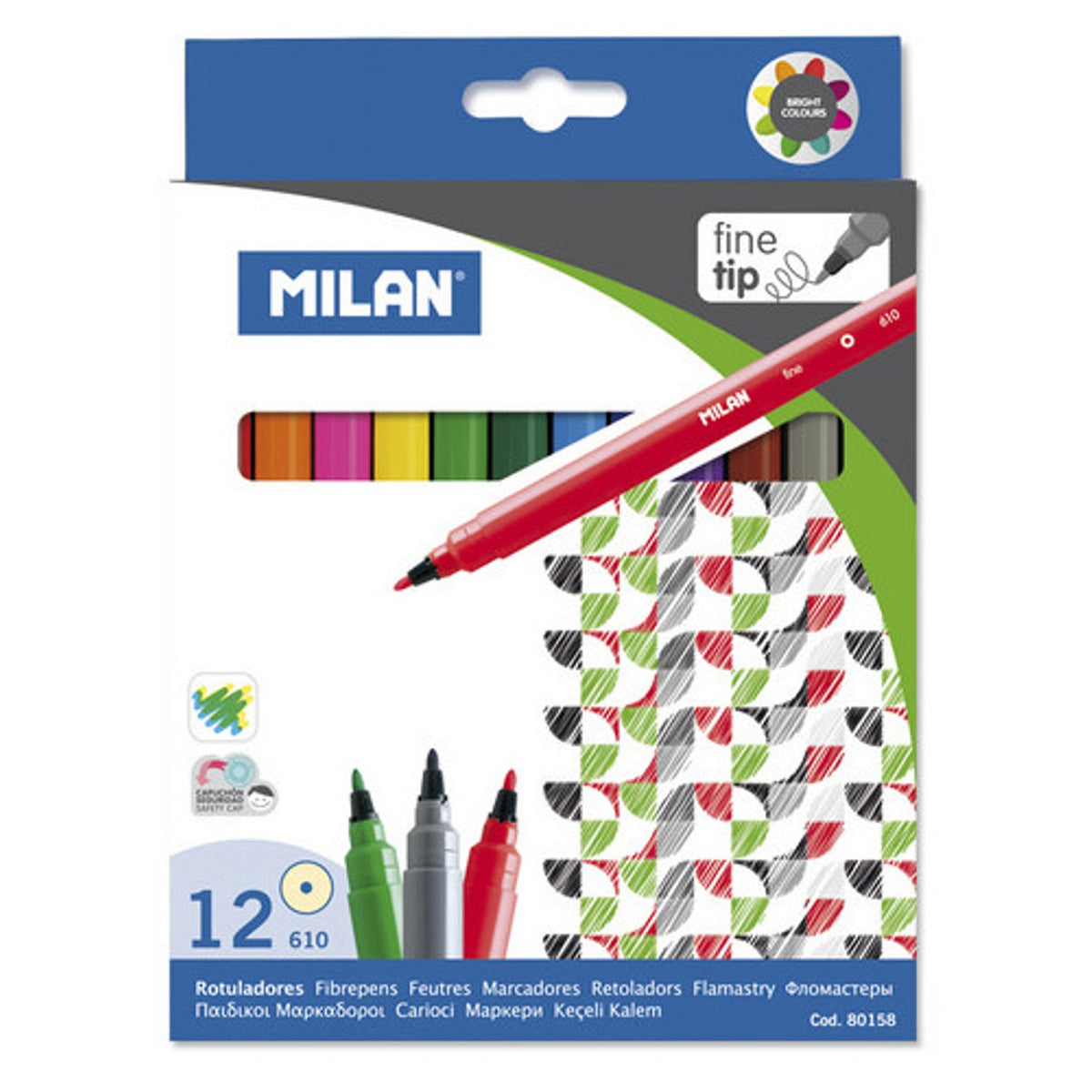 Milan 12 Fine Tip Color 80158