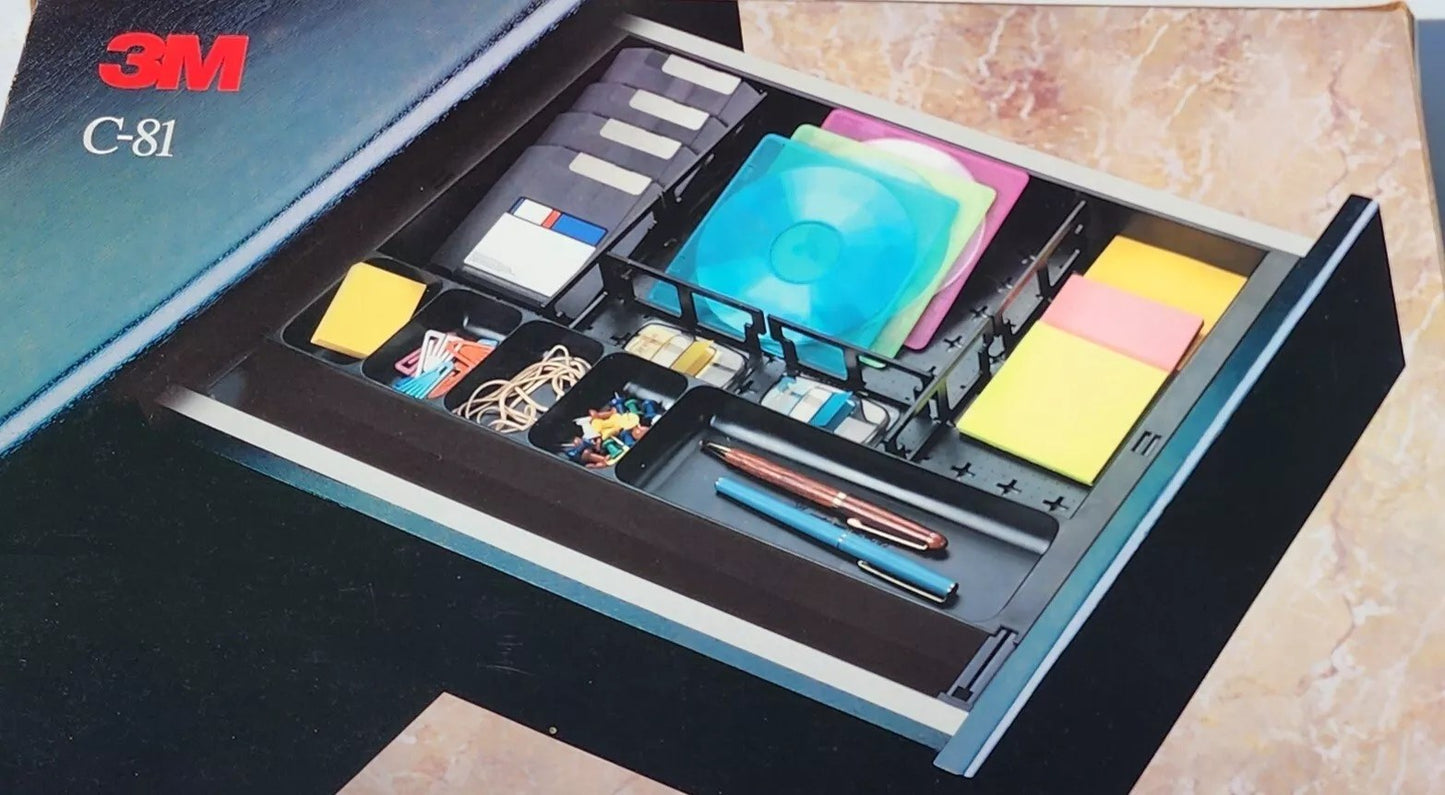 3M-C81 Recycled Plastic Data Desk Drawer Organizer Discontinued Black Open Box