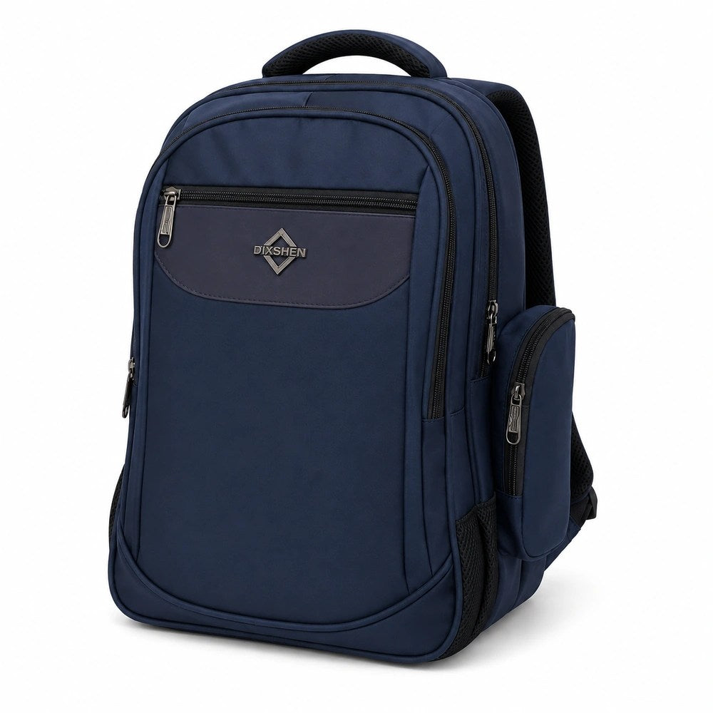 Navy Blue School Backpack with Side Accessory Pouch