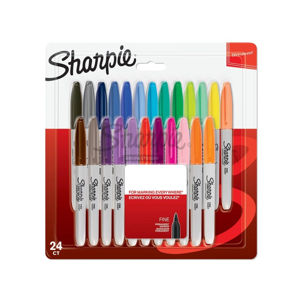 Sharpie Fine Point Permanent Markers Assorted Colours — Pack of 24