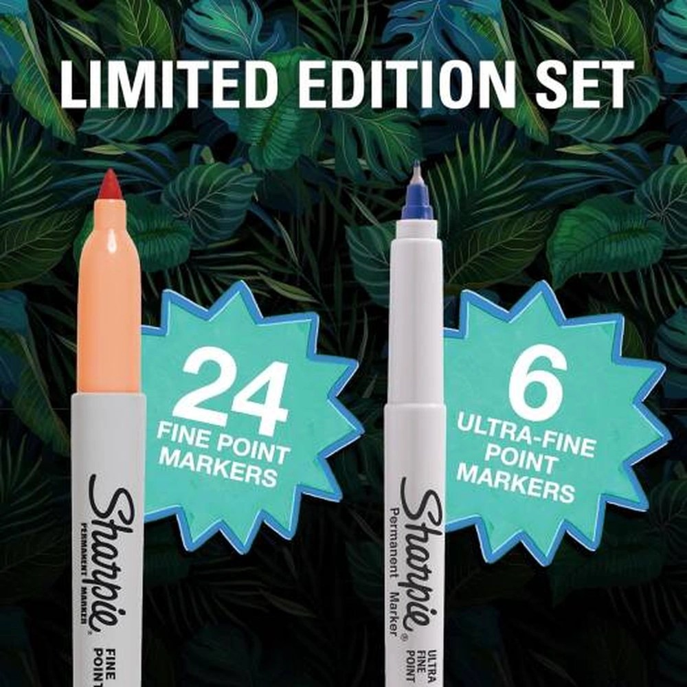 Sharpie LizaRed Box Permanent Markers 30 Pack — Fine & Ultra Fine, Assorted