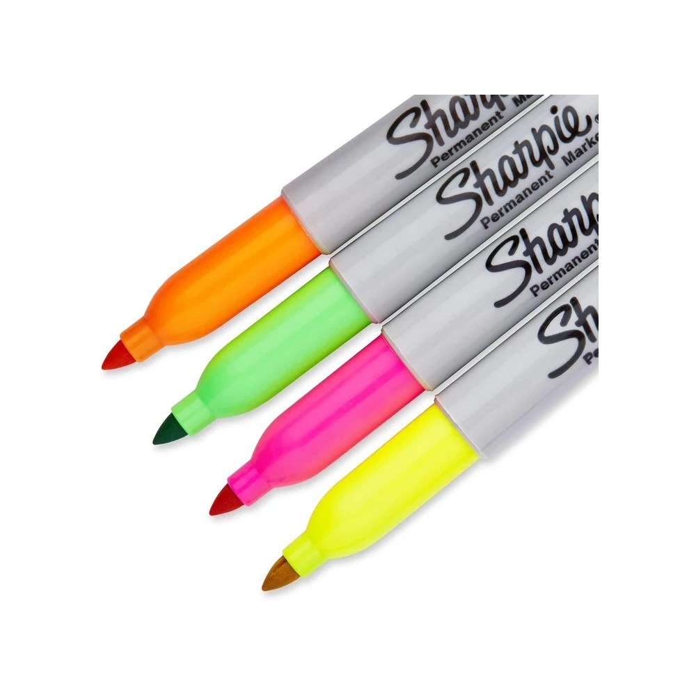 Sharpie Neon Permanent Markers Assorted — Pack of 4