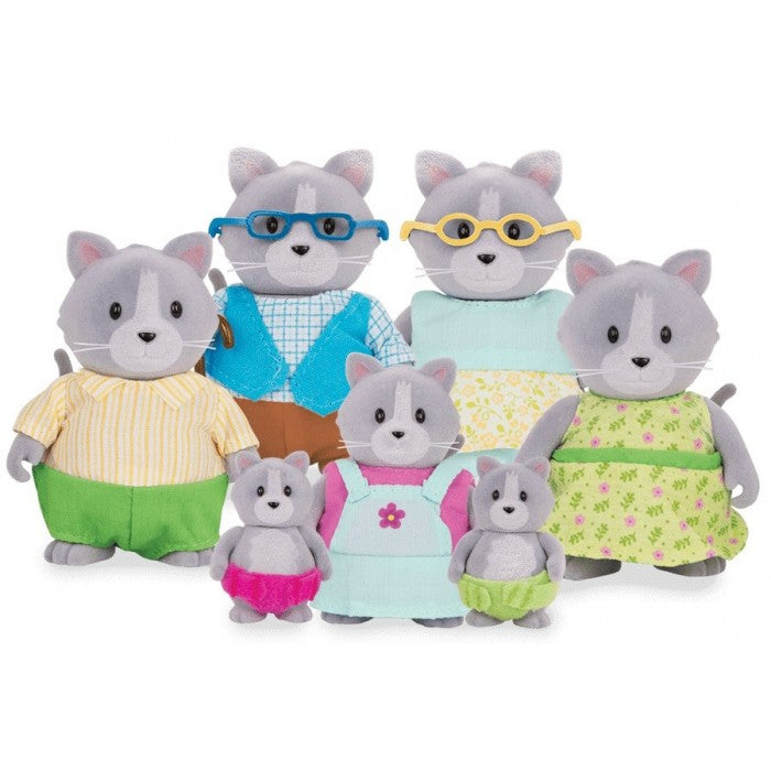 Li'l Woodzeez The Daintypaw Cat Family Set with Grandparents