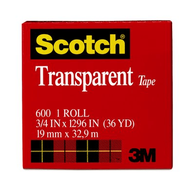 SCOTCH TRANSPARENT TAPE 1/2" X 72YDS 600