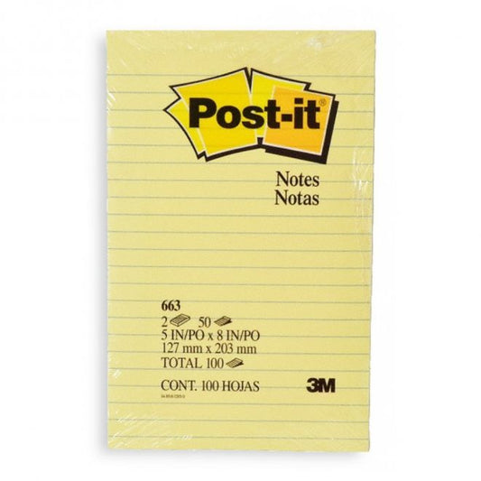 POST-IT NOTES YELLOW LINED 4" X 6" 660
