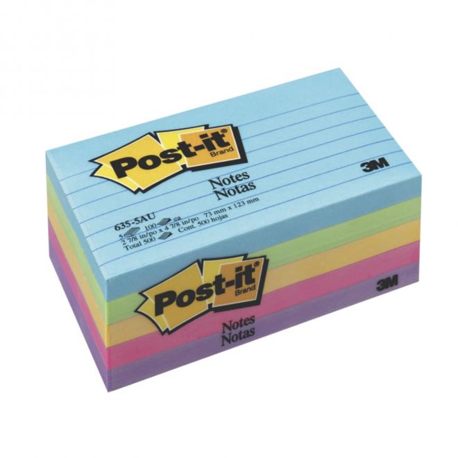 POST-IT ULTRA COLOURS LINED 3" X 5" 635-5AU