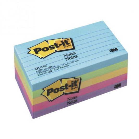 POST-IT ULTRA COLOURS LINED 3" X 5" 635-5AU