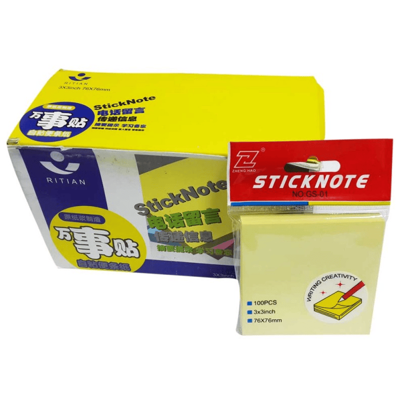 STICK NOTES YELLOW 2" X 3" GS-12