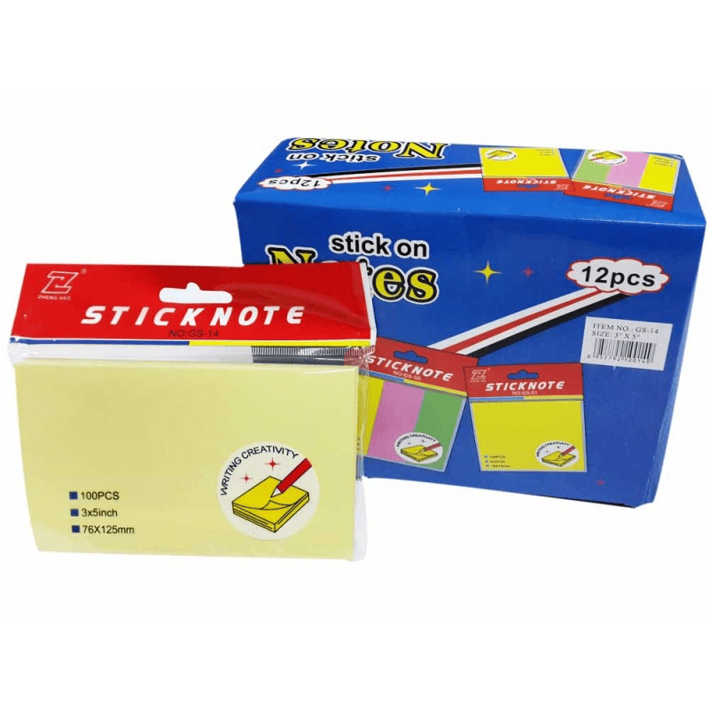 STICK NOTES YELLOW 3" X 4" GS-13