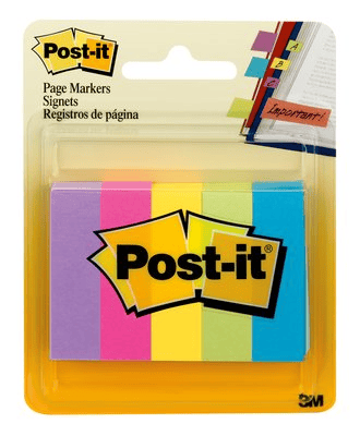 POST-IT PAGE MARKERS NEON COLOURS - 1" X 3" 671-4AF