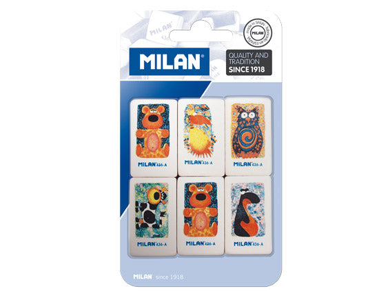 Milan Blister 6 Pencil Erasers BMM9202