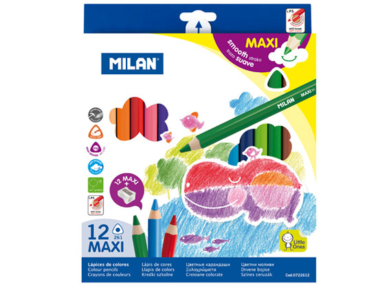MILAN BOX OF 12 MAXI COLOUR PENCILS 0722612