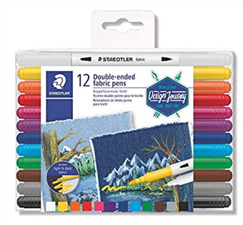 STAEDTLER 12 Double Ended Fabric Pens || قلم تلوين عدد 12 ماركة ستيدلر للرسم على الأقمشة