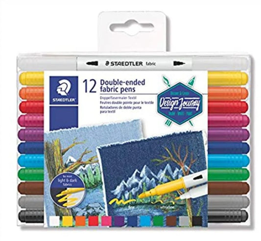 STAEDTLER 12 Double Ended Fabric Pens || قلم تلوين عدد 12 ماركة ستيدلر للرسم على الأقمشة