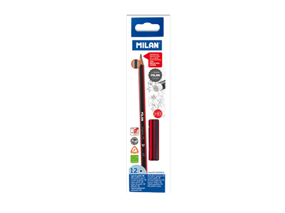MILAN GRAPHITE TRIANGULAR PENCILS W/Eraser 0712370312