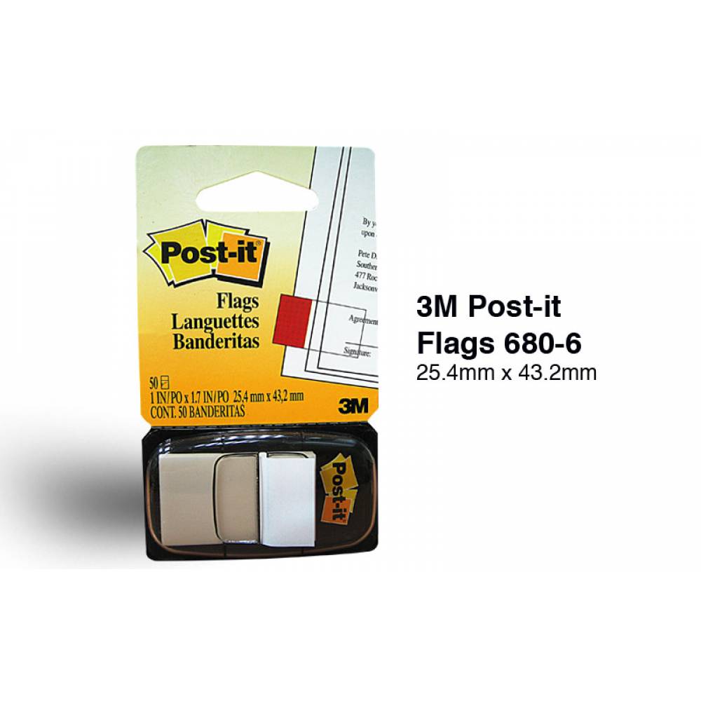 POST-IT FLAGS WHITE 1" X 1.7" 680-6