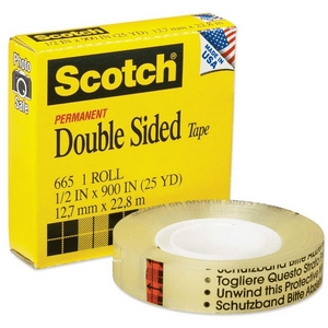 SCOTCH DOUBLE SIDED TAPE 1/2" X 25YDS 665-1225