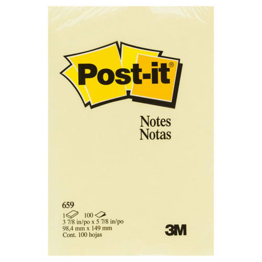 POST-IT NOTES YELLOW 4" X 6" 659