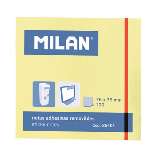 MILAN REMOVABLE ADHESIVE NOTES YELLOW 3" X 3" 85401
