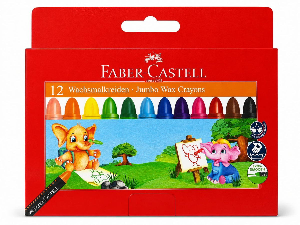 12 JUMBO WAX CRAYONS FABER CASTELL