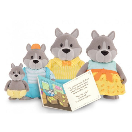 Li'L Woodzeez The GrayPaws Wolf Family with Storybook
