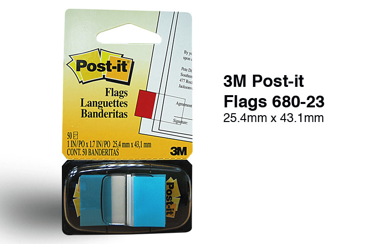 POST-IT FLAGS BLUE 1" X 1.7" 680-2