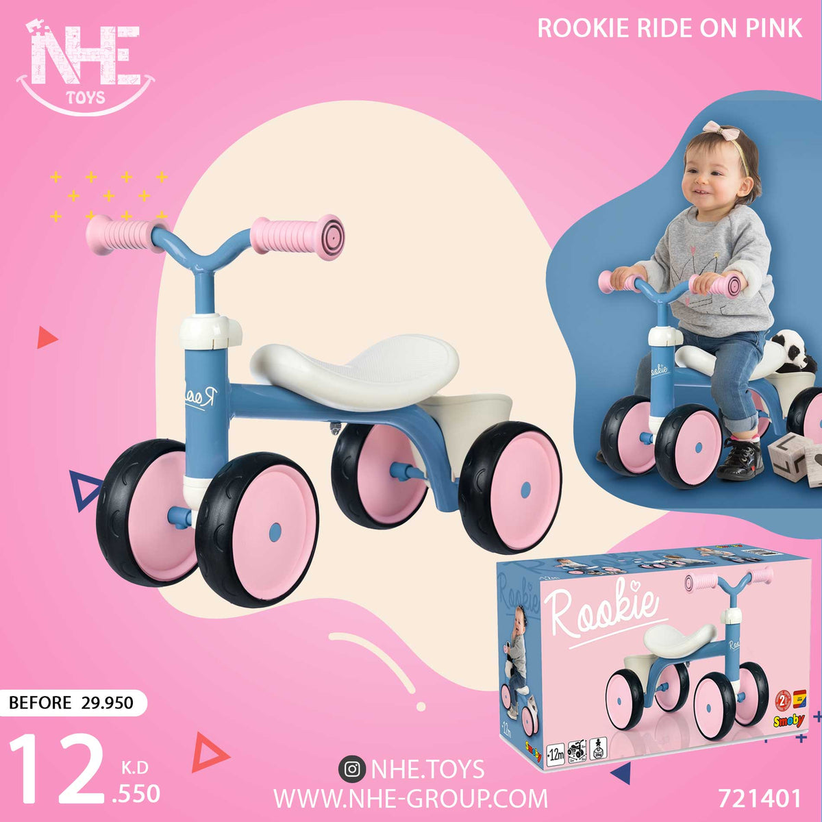 Smoby ROOKIE RIDE ON PINK