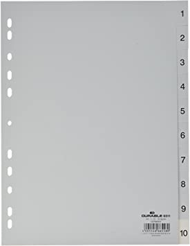 DURABLE DIVIDER 1-10 GREY WITH NUM 6511