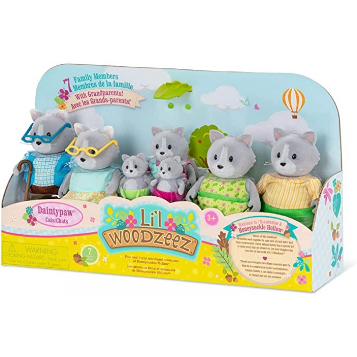 Li'l Woodzeez The Daintypaw Cat Family Set with Grandparents