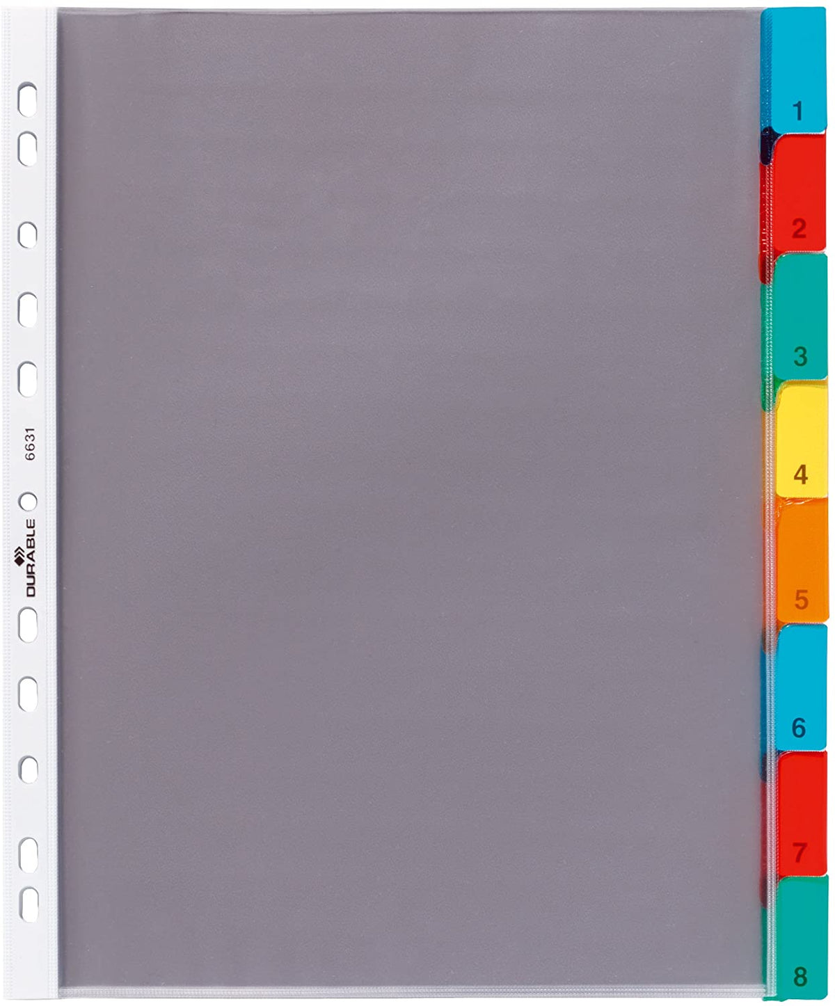 DURABLE DIVIDER 1-10 COLOUR W/NUM POCKET 6632