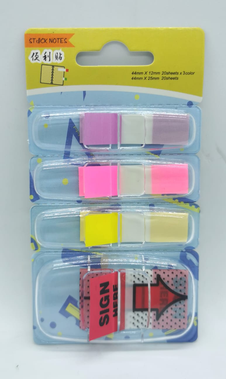 Mini Stick Note &amp; Sign Here Sticker / 44 mm x 12 mm 3 color