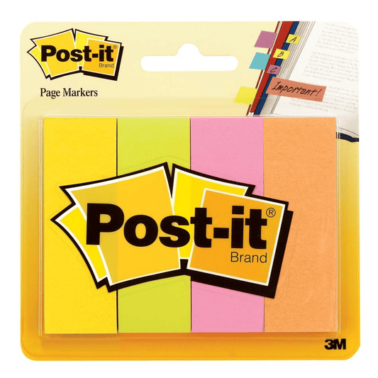 POST-IT PAGE MARKERS NEON COLOURS - 0.6" X 2" 670-5AN