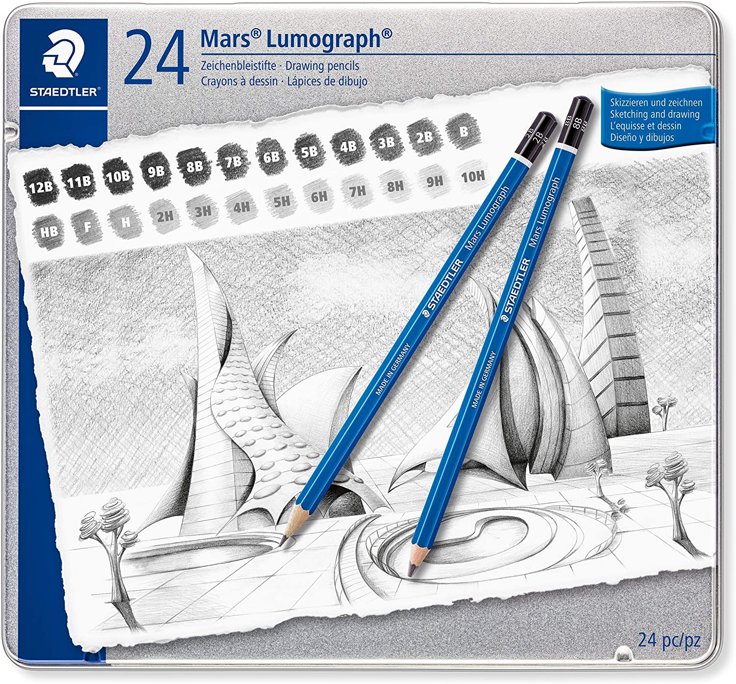 STAEDTLER LUMOGRAPH DRAWING PENCILS PKT OF 24