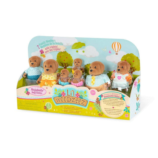Li'l Woodzeez The Wagadoodle Dog Family Set with Triplets