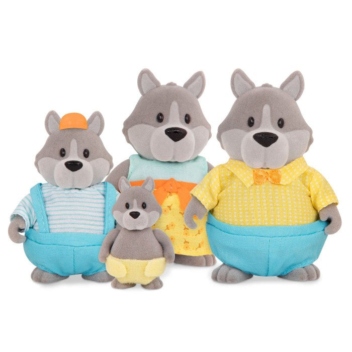 Li'L Woodzeez The GrayPaws Wolf Family with Storybook
