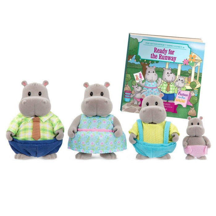Li'l Woodzeez The Riverdipper Hippo Family with Storybook