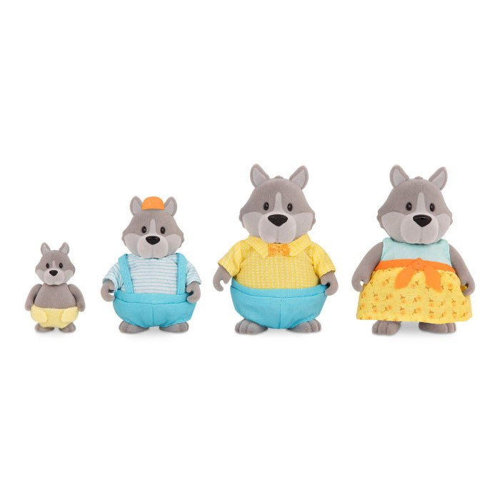 Li'L Woodzeez The GrayPaws Wolf Family with Storybook